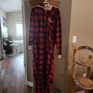 Cozy Red and Black Plaid Women's Onesie